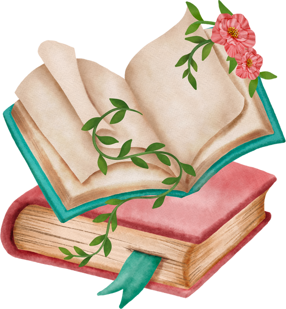 Book watercolor illustration reading book shop book store magic vintage sublimation sticker cute